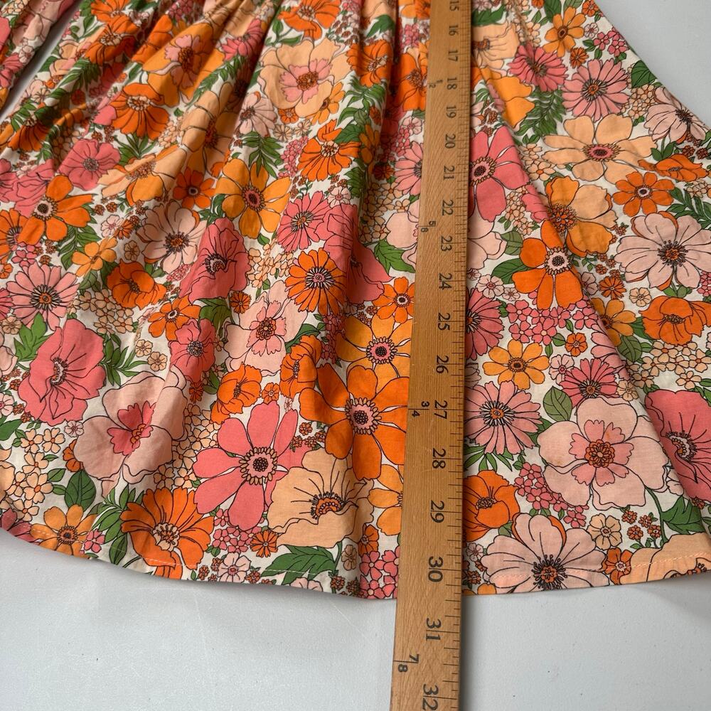 Gianni Bini Dress Womens Extra Small Orange Floral Smocked Babydoll Cottage Boho - Picture 9 of 11